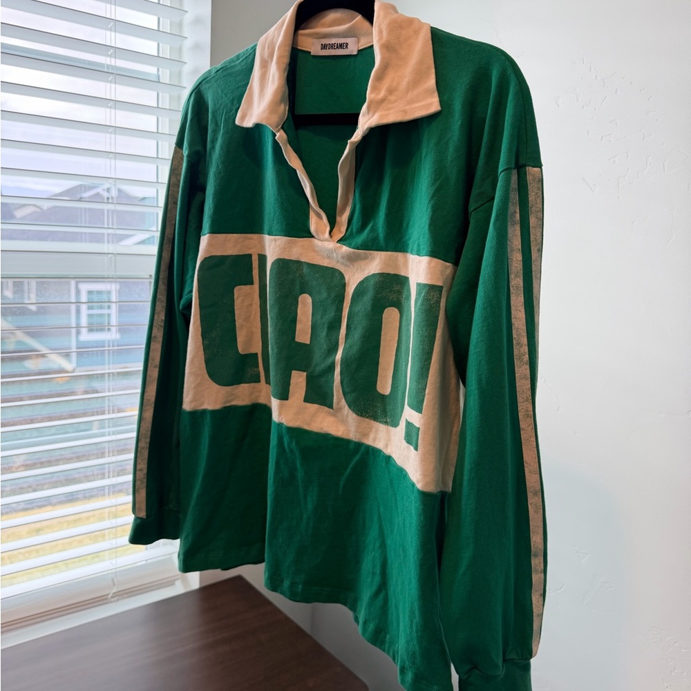 Daydreamer Green and White Rugby Shirt - Picture 5 of 11